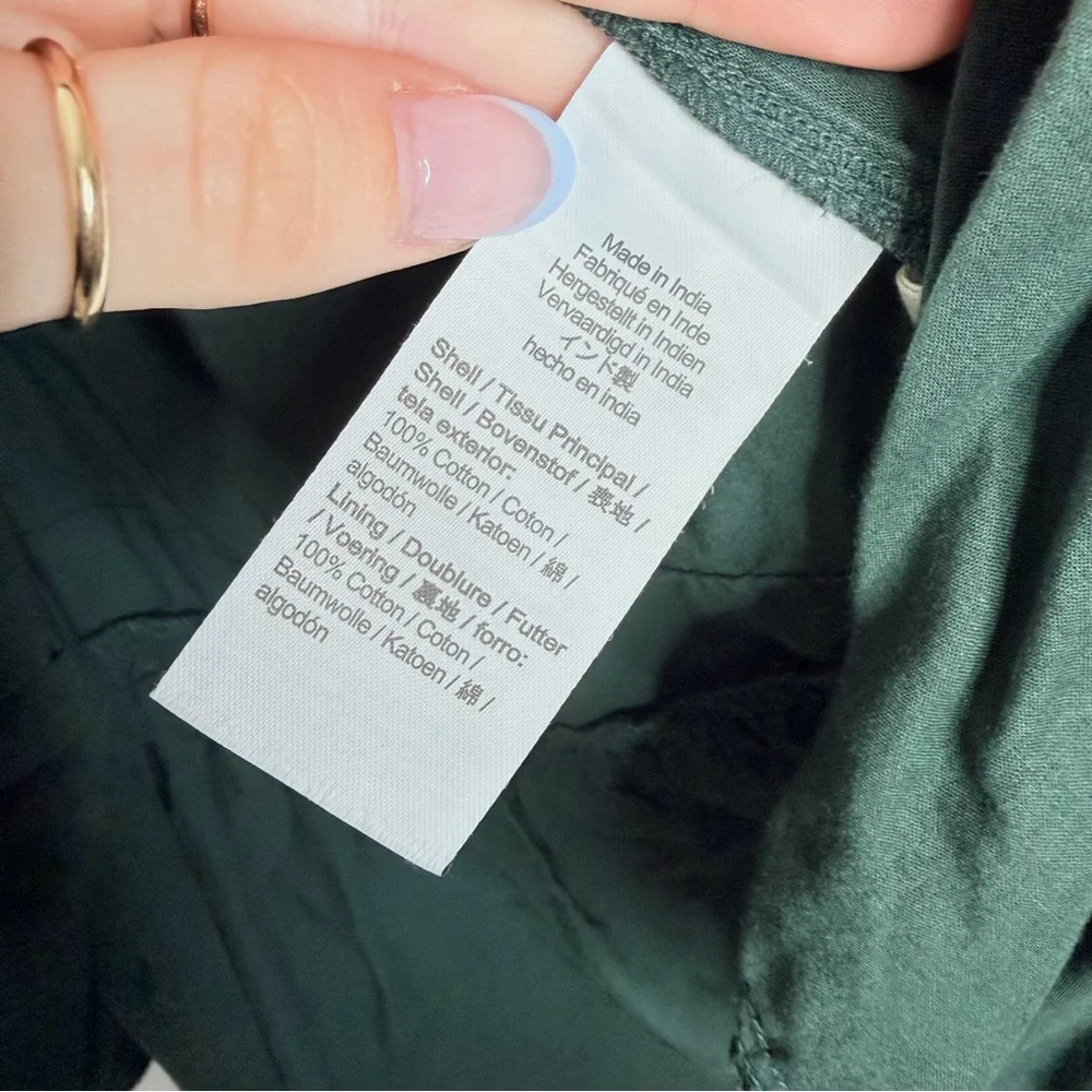 Madewell Crinkled Poplin Wrap Mini Dress, Size S, Dark Green